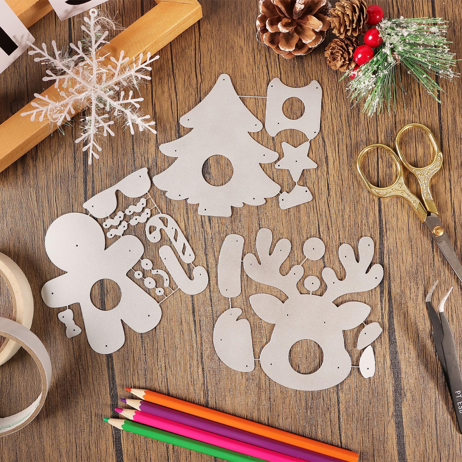 Kit De 3 Matrices De Découpe Métal Pour Noël - Sapin, Renne, Bonhomme En Pain D'Épice - Pour Boîtes à Bonbons Et Décorations