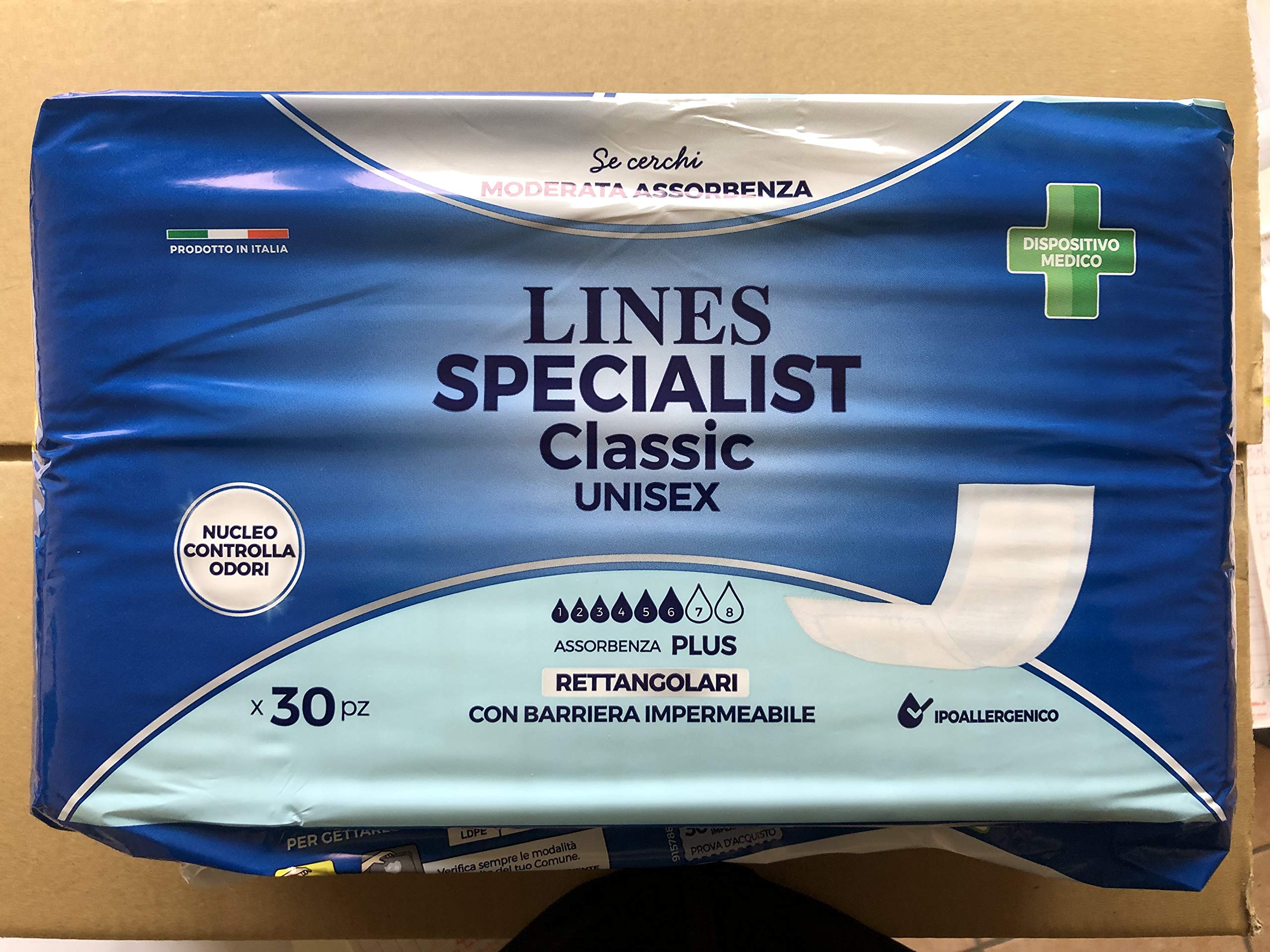 4 LINES SPECIALIST UNISEX RETTANGOLARI CON BARRIERE ASSORBENZA PLUS X 30 PZ - TOTALE 120 PZ
