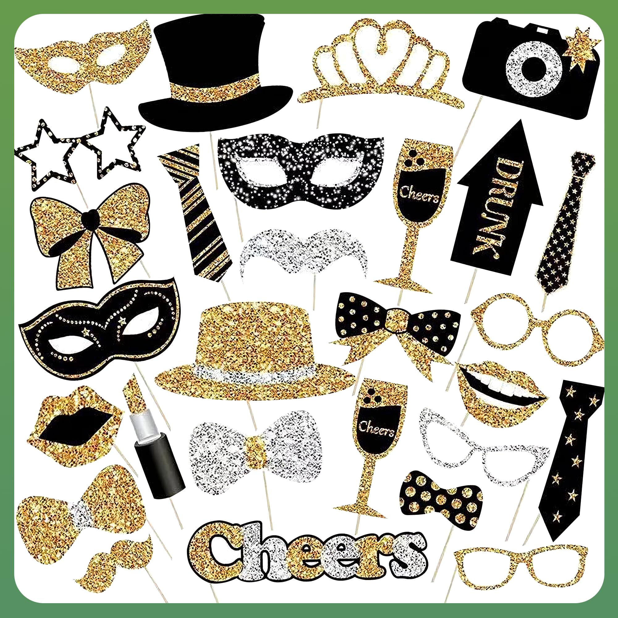 YSDMY 30 Pcs Photo Booth Props,Photo Props Set,Party Decorations for Halloween,Christmas,Family Reunion, Class Reunion, Birthday, Weddings, Prom Disco Mardi Gras Party Supplies