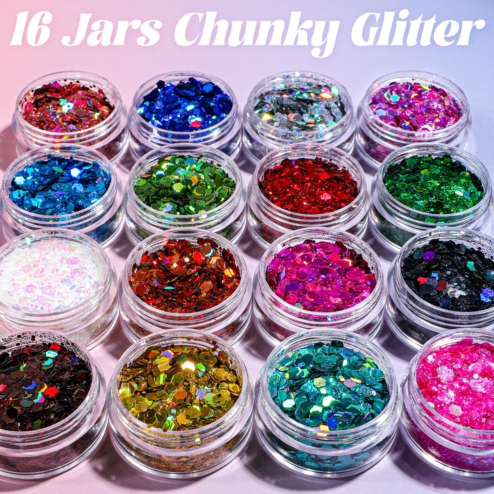Holographic Glitter - 16 Jars for Crafts & DIY -3
