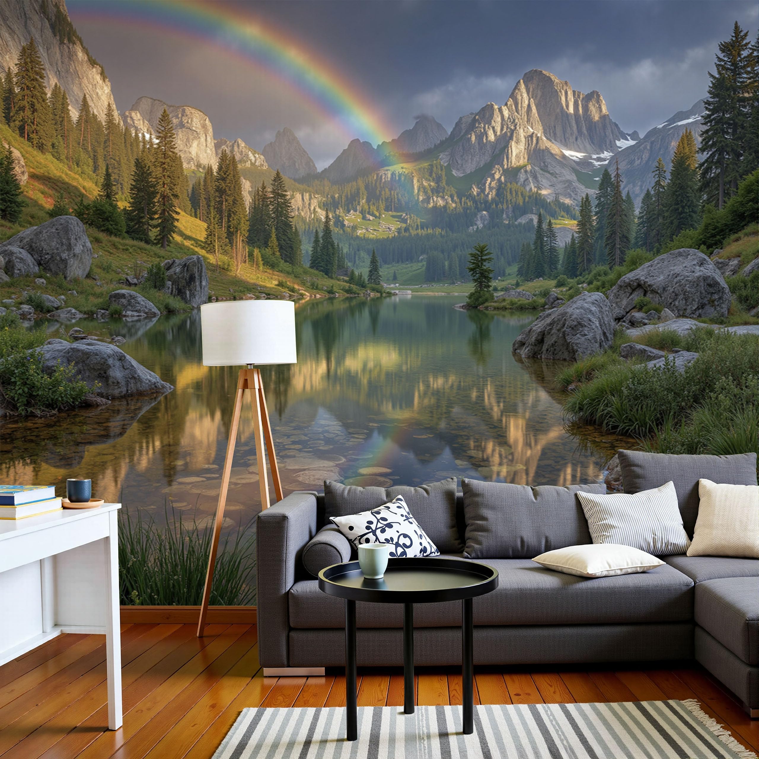 Papier peint paysages naturels pour illuminer un salon sombre et agrandir une chambre