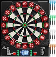 Ekaronis LED Electronic Dartboard: 34 Games, 355 Variations, 12 Darts, Glowing Scores - Family Party Fun