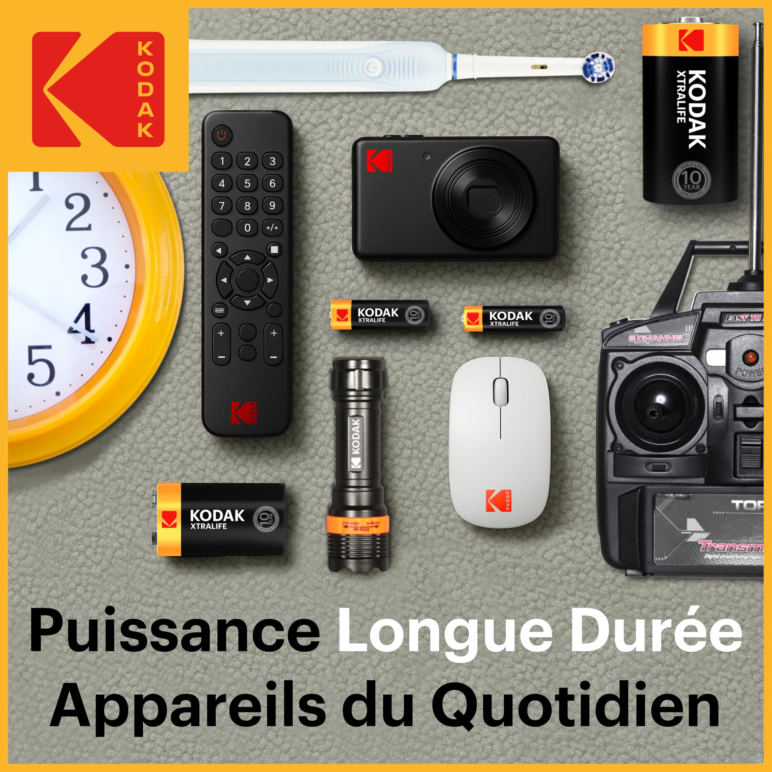 Kodak Xtralife - Paquete de 100 pilas AA, doble A, 1,5 V, 10 años de vida útil, LR6, paquete económico a granel para dispositivos de alto uso, alto drenaje, 12 veces más potencia