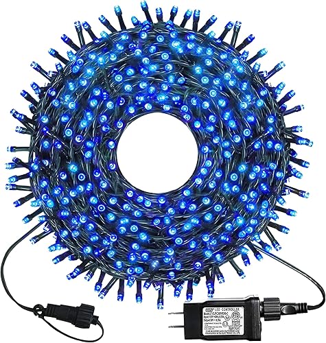 kemooie 300 luces LED de Navidad para exteriores, 99 pies, 8 modos de parpadeo, alambre verde, cadena de luces para interiores y exteriores, luces