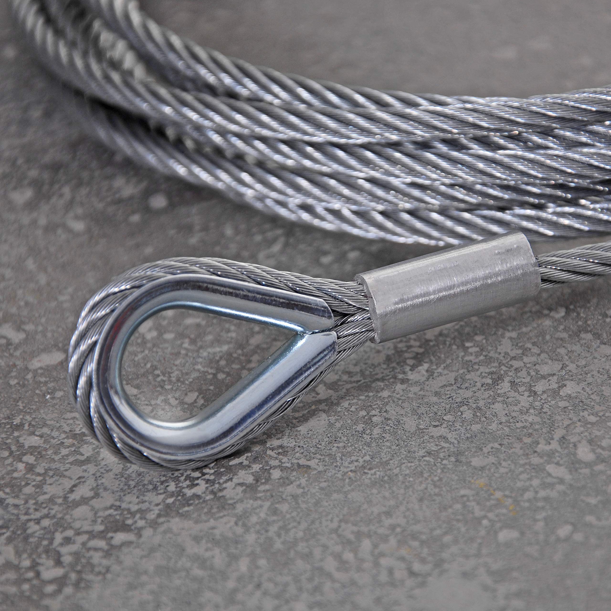 Cable de alambre con guardacabos, cable de acero con guardacabos, cuerda de top, cable de acero con ojales, galvanizado, diámetro de 16 mm/2700 kg de carga útil, 20 m
