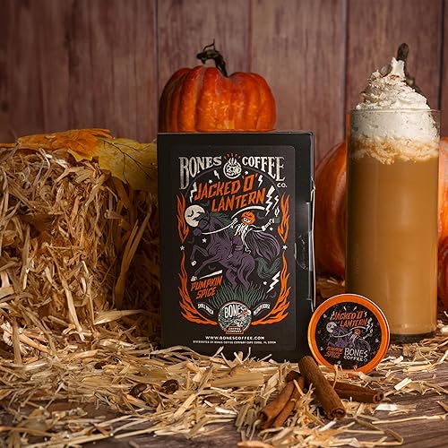 Miniatura 2 de Bones Coffee Company Tazas de café saborizadas Jacked O' Lantern con sabor a especias de calabaza  12 cápsulas de café de una sola porción