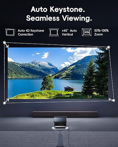 Miniatura 5 de Soporte Full HD 1080P y 4K Proyector inteligente con WiFi y Bluetooth, proyector portátil oficial de Netflix, Keystone automático y Zoom, Dolby