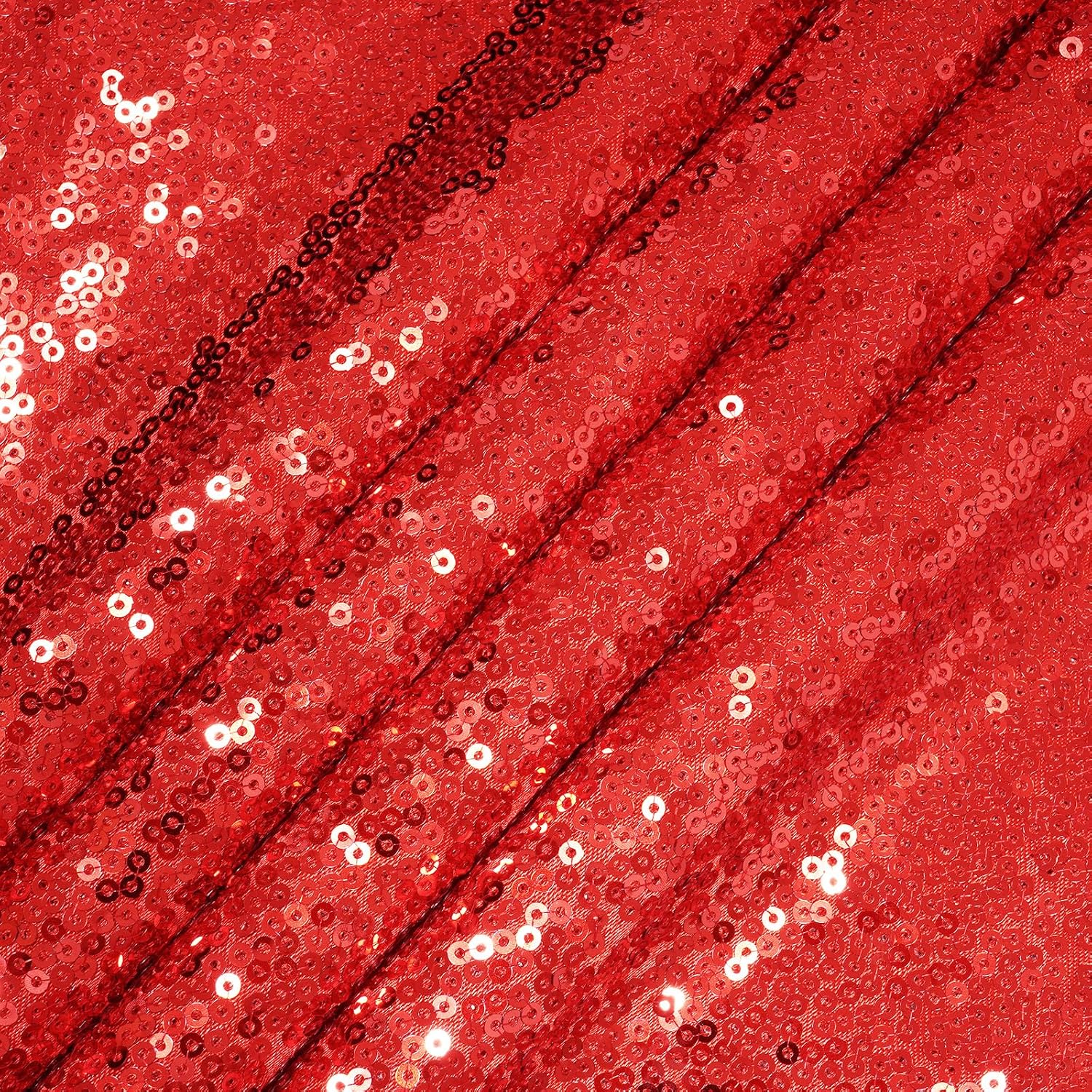 Eternal Beauty Red Sequin Fabric by The Yard, 5 Yard Red Satin-Backed Thicken Sequin Fabric，50 Inch Width Glitter Material for Party Decor Bridal Dress Wedding Decor and DIY Handmade Sewing