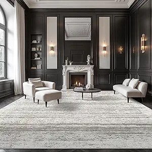 Washable Rugs 8x10 for Living Room - Stain Resistant Non-Shedding Modern Abstract Area Rug, Soft ...