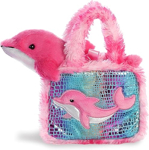Aurora Fashion Fancy Pals - Animal de peluche de delfín, compañeros sobre la marcha, accesorios elegantes, multicolor, 7 pulgadas