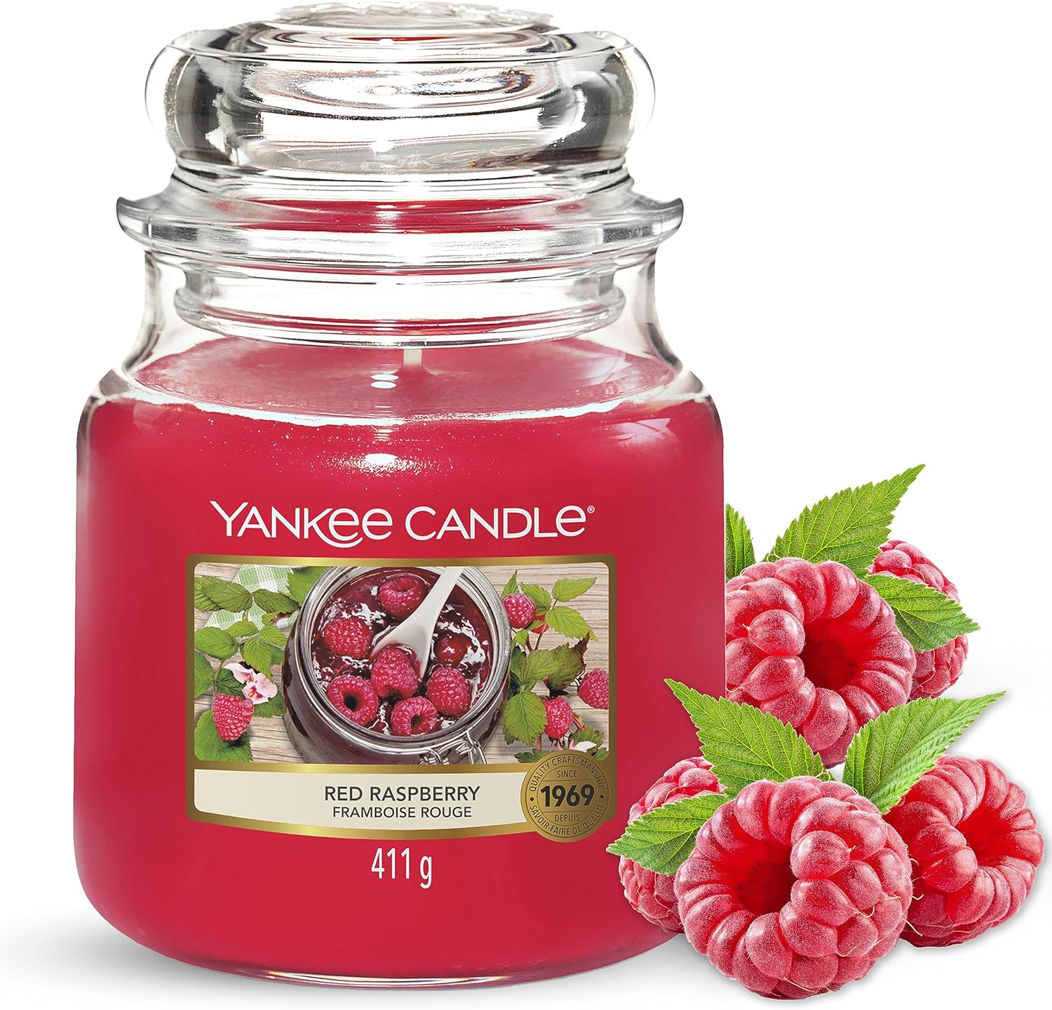 Yankee Candle Scented Candle Red Raspberry Medium Jar Candle Burn