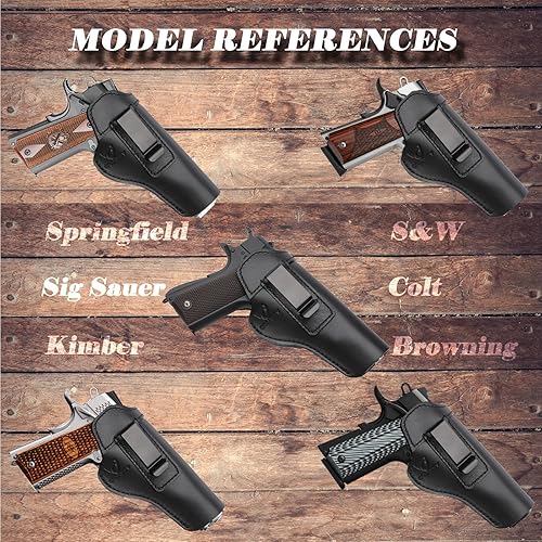 Miniatura 6 de Cranssy Funda 1911 Funda IWB de piel auténtica para transporte oculto compatible con Kimber 1911Colt 1911 S &amp; W 1911Sig Sauer 1911Remington - Ruger