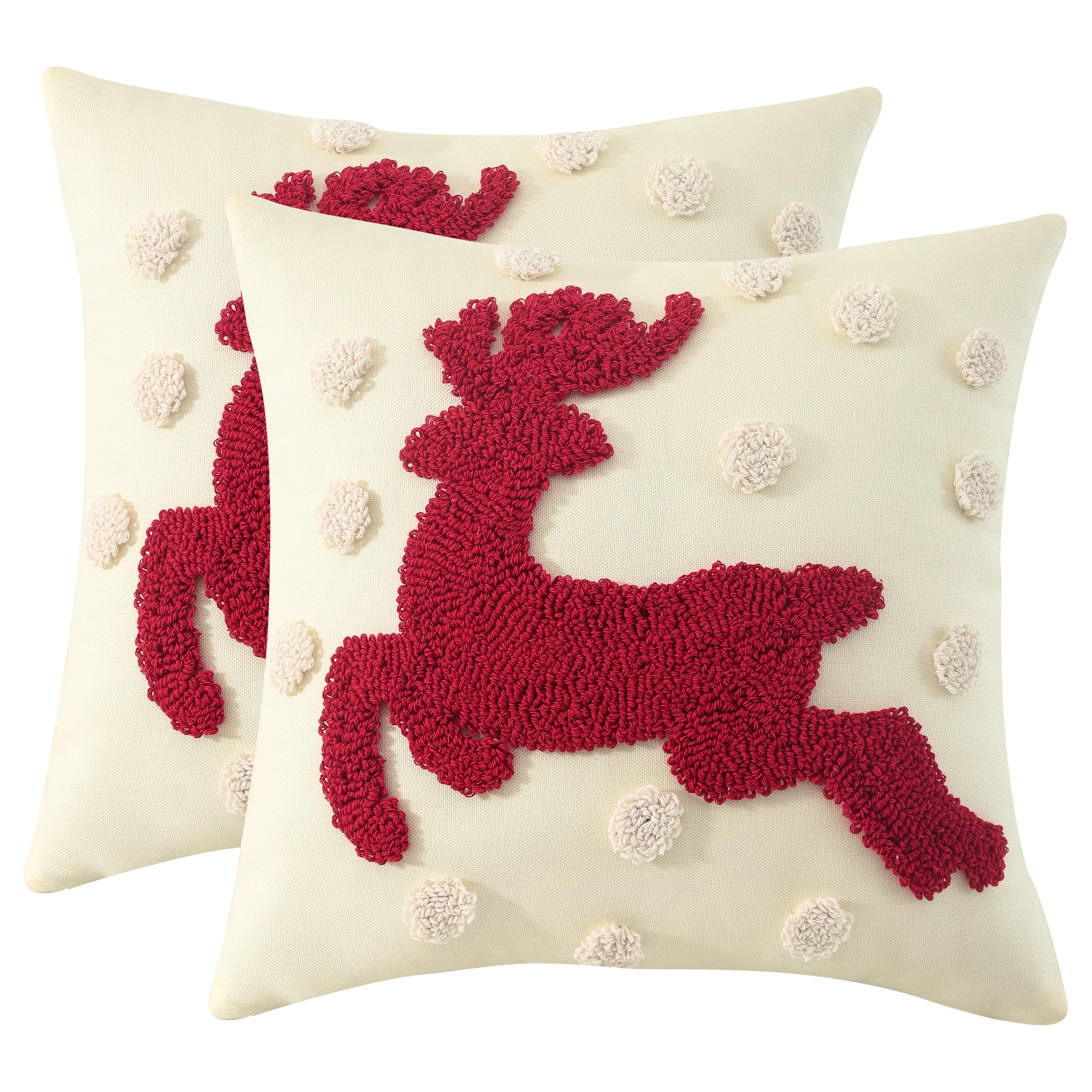 Housse de coussin Noël 45x45 parure oreiller cerf rouge déco canapé salon hiver
