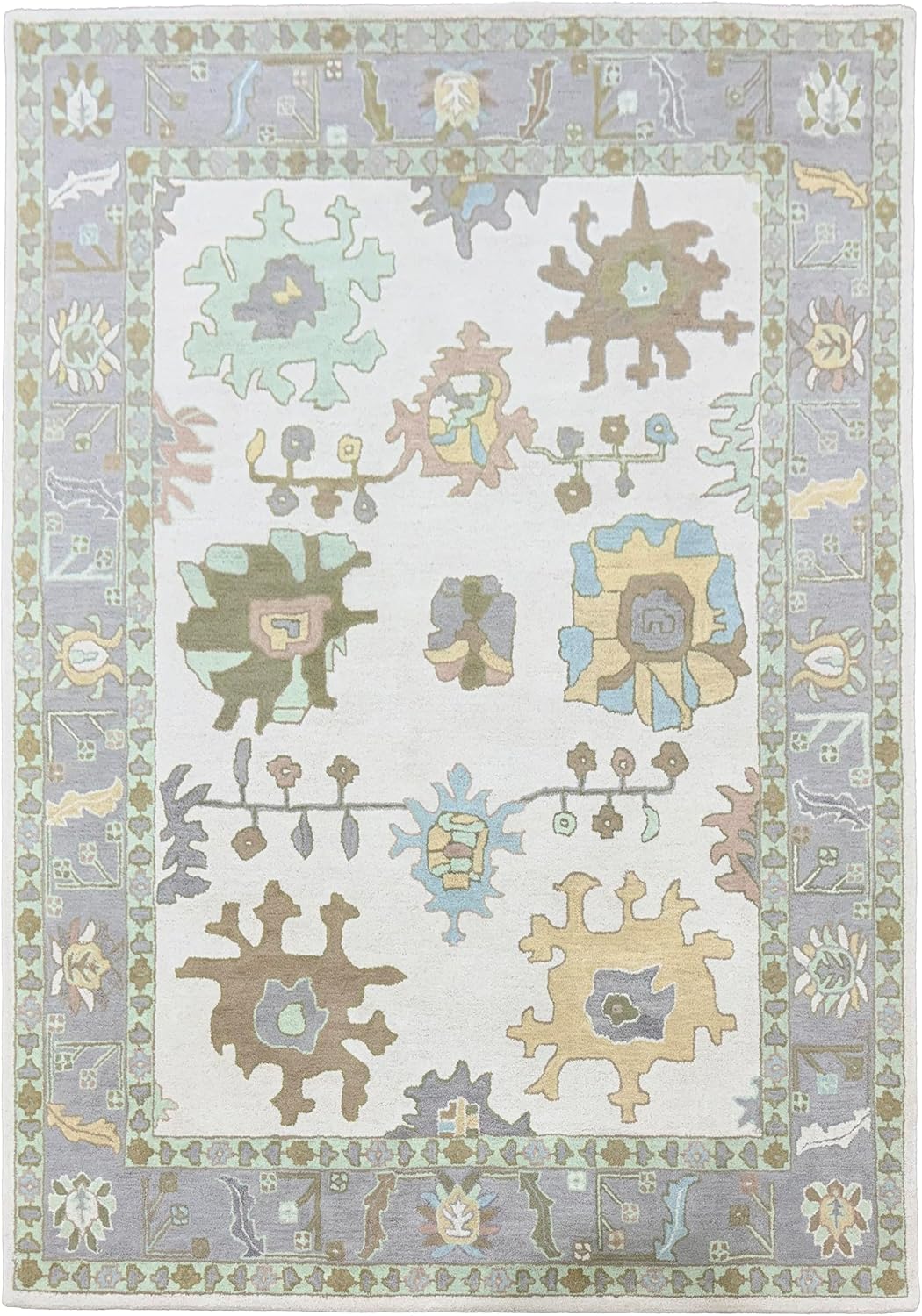 Hand Tufted Oushak Traditional Wool Area Rugs 9' x 12' -100% Wool - Durable - Living Room, Dining Room, Bedroom, & Entryway Area Rugs - Nelli Oushak Beige