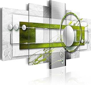 murando Quadro Astratto 200x100 cm 5 pezzi Stampa su tela in TNT XXL Immagini moderni Murale Fotografia Grafica Decorazione da parete verde bianco grigio a-A-0140-b-o