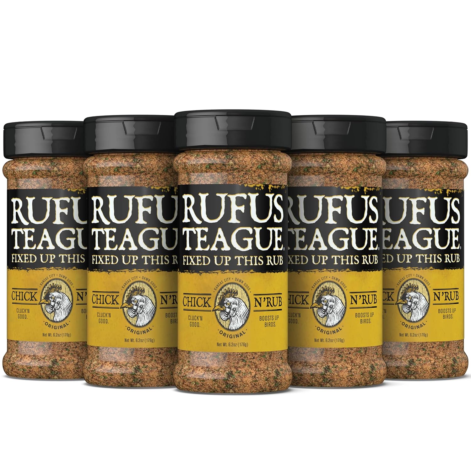 Rufus Teague Chick N' Rub, 6 Pack size, Premium Barbecue Seasoning & Dry Rub for Smoking and Grilling, Award-Winning Flavor for Chicken, Turkey, Eggs, Vegetables & More, Gluten-Free, 6.2 oz