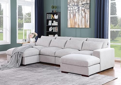 Sofá con diván, sofá modular de 3 en forma de L con brazos de almohada de terciopelo y cojines de respaldo y asiento extraíbles, para sala de estar,