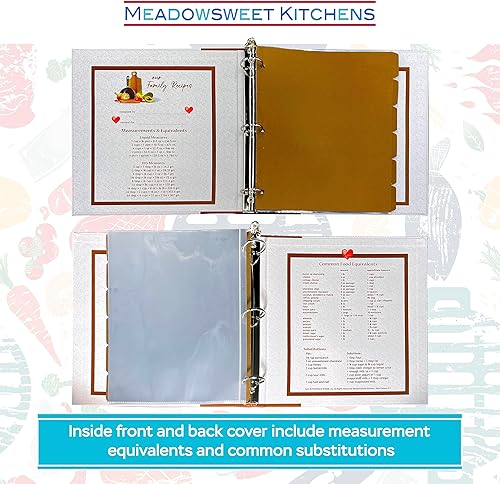 Miniatura 4 de Imprime tu propio libro de recetas familiares - Carpeta de recetas con páginas de recetas de tamaño completo, fundas de plástico y separadores de