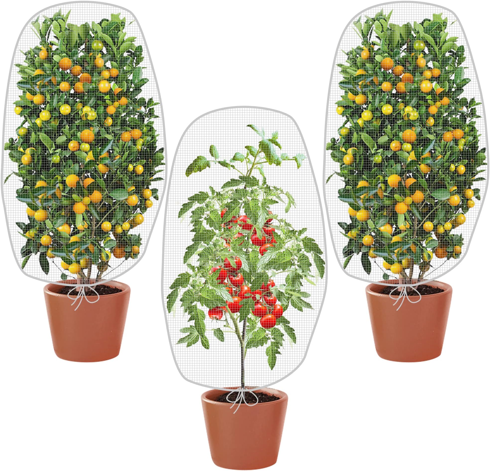 Insect Bird Barrier Netting Mesh with Drawstring - Garden Bug Netting Plant Cover for Protect Plant Fruits Flower from Insect Bird Eating (Medium 3PCS)…