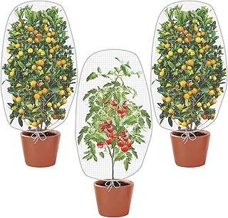 Alpurple 3 PCS Insect Bird Barrier Netting Mesh with Drawstring-3.2 x 2.6 Feet Fruit Tree Net-Garden Netting Plant Cover for Protect Plant Fruits Flower from Insect Bird Eating