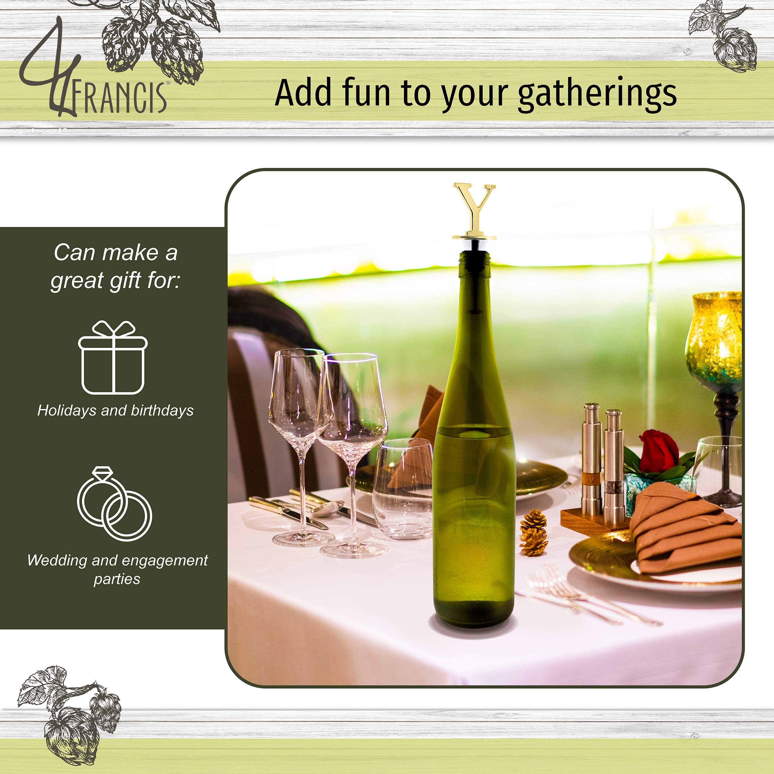 Bouchon de bouteille de vin avec monogramme « Y » en laiton – Bouchon réutilisable