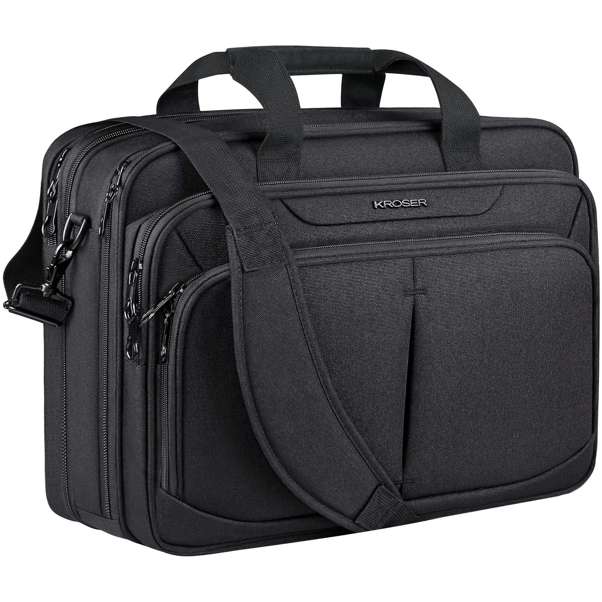 Laptop Bag for 15.6"-17" Laptop Water-Repellent Expandable Briefcase Business Messenger Shoulder Bag for School/Travel/Women/Men-Black-image-40