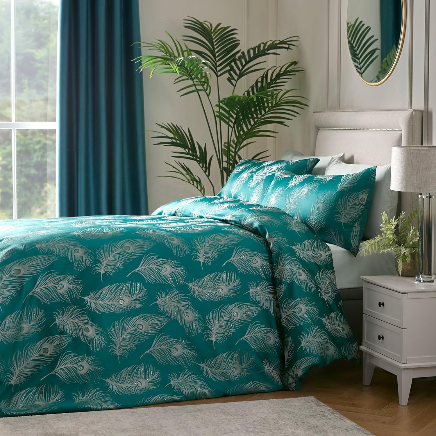 Laurence LlewelynBowen Teal Peacock Feathers Duvet Cover Double