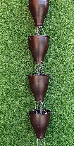 Miniatura 4 de KAM Home - Cadena de lluvia de aluminio XL con adaptador de canalón para kit de instalación de cadena de lluvia (8.5 pies, marrón)