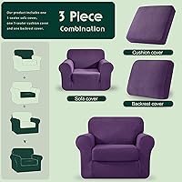 Vista 342 de CHUN YI - Funda elástica para sofá (7 piezas), funda para sofá de 3 plazas con tres respaldos y cojines separados con banda elástica, tela jacquard