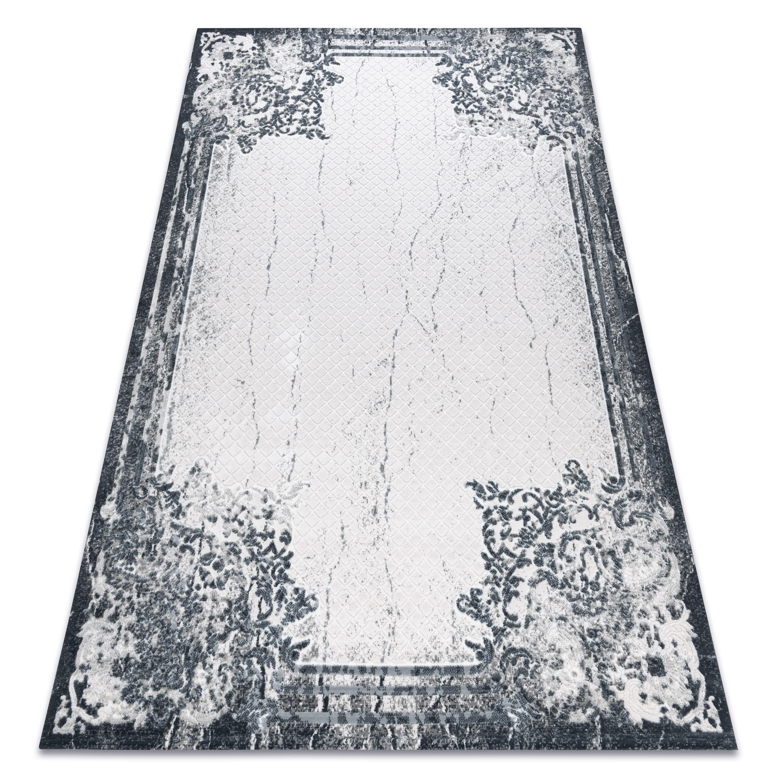 Tapis de chambre et salon VALS rugsx petit format 80x100 cm déco moderne fleurs gris
