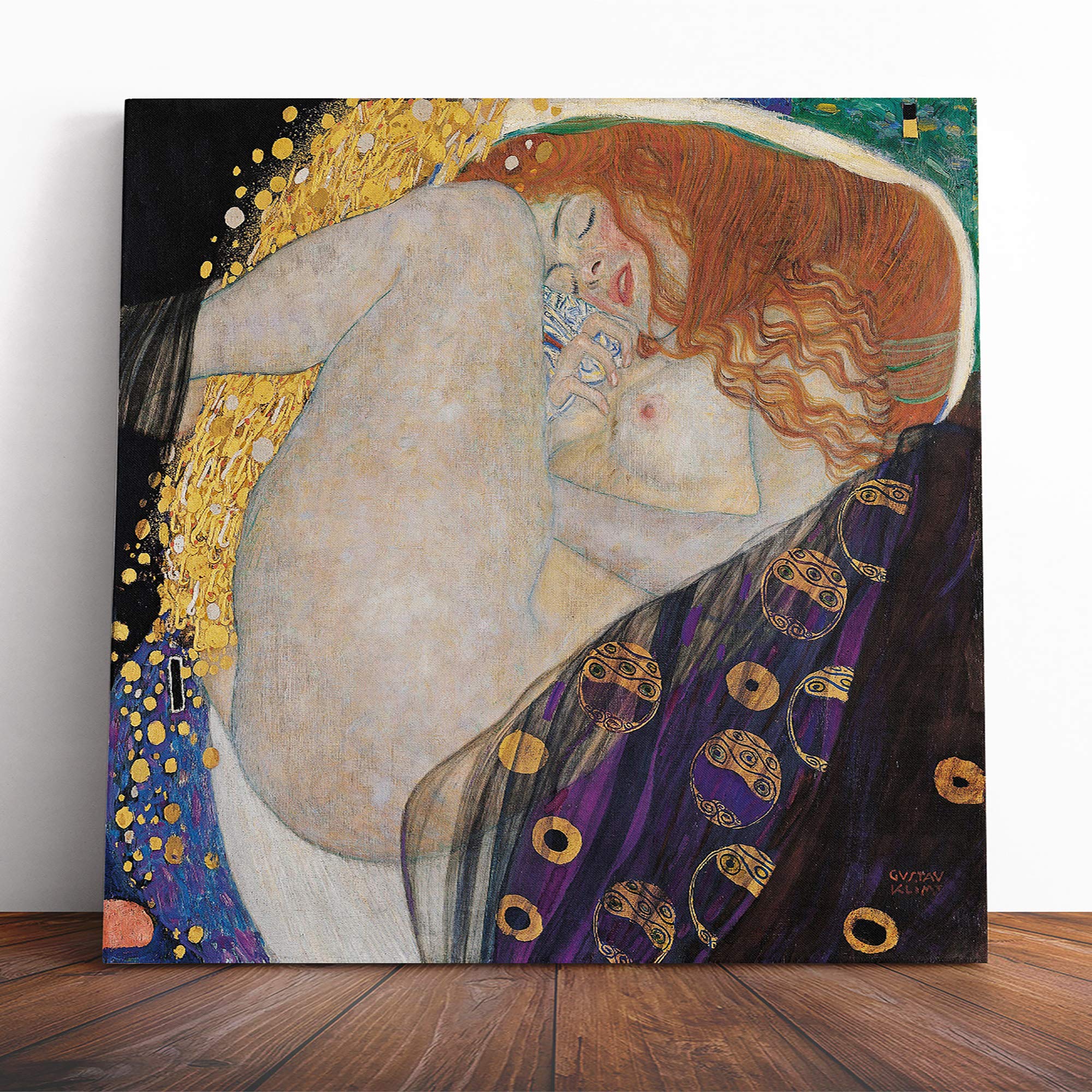 Gustav Klimt Danae (2) Canvas Print | Gallery Wrapped 30mm Frame Wall Art | 20x20 inches | Ready to Hang | Contemporary Picture | Living Room Bedroom Lounge Office