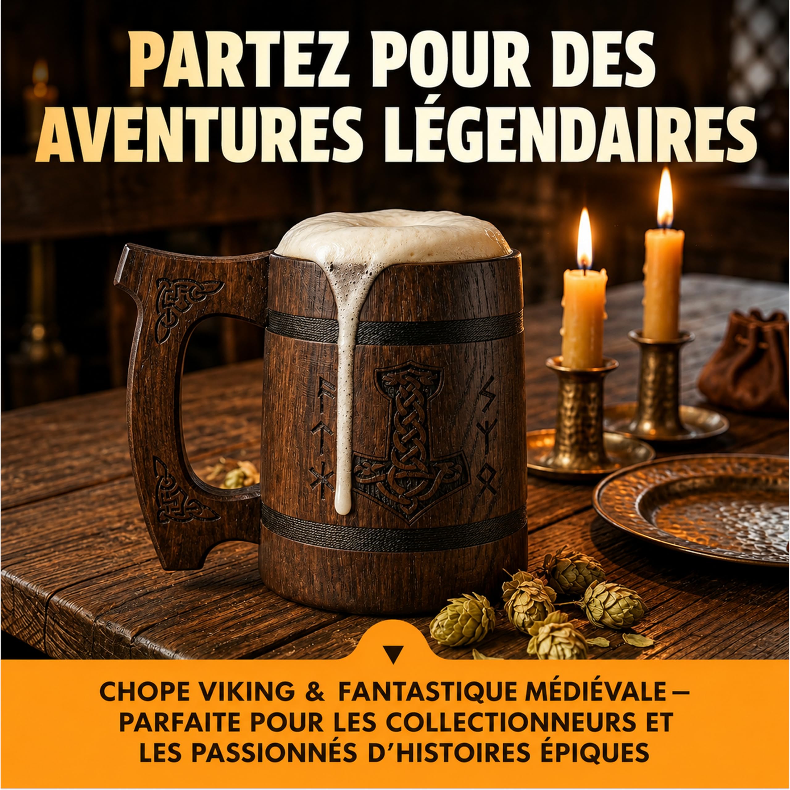 TESLYAR 0.6 Chopé Bière | Cadeau Biere | Tasse Viking | Choppe Viking | Cadeau Pour Noël | Cadeau Pour Homme | Chope à Bière | Choppe Biere | Viking Tasse | Verre Viking | Thor