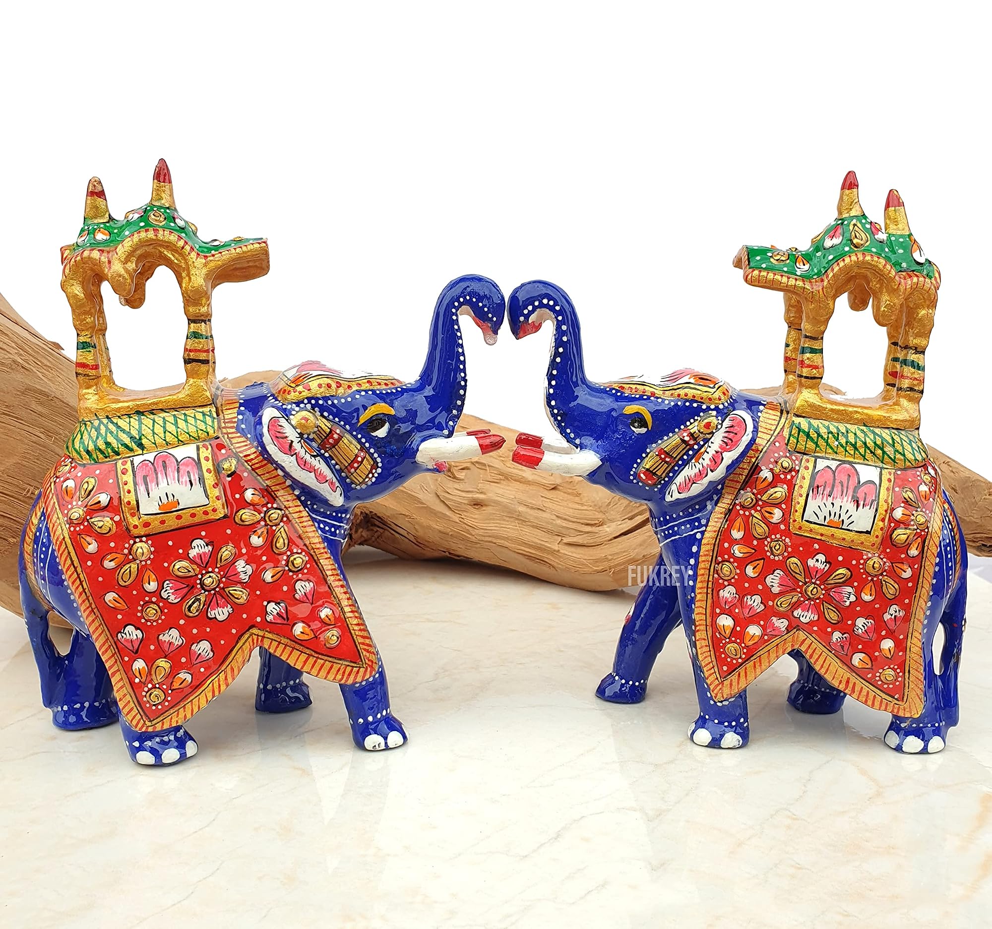 Metal Handpainted Royal Elephant Statue, Good Luck Showpiece