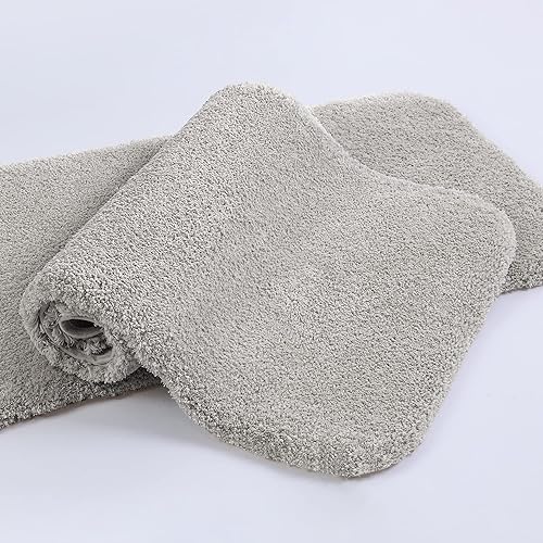 Miniatura 48 de VANZAVANZU Alfombras de Baño Antideslizantes Ultra Suaves Absorbentes de Microfibra Esponjosas Gruesas Alfombras de Baño Lavables a Máquina Gris