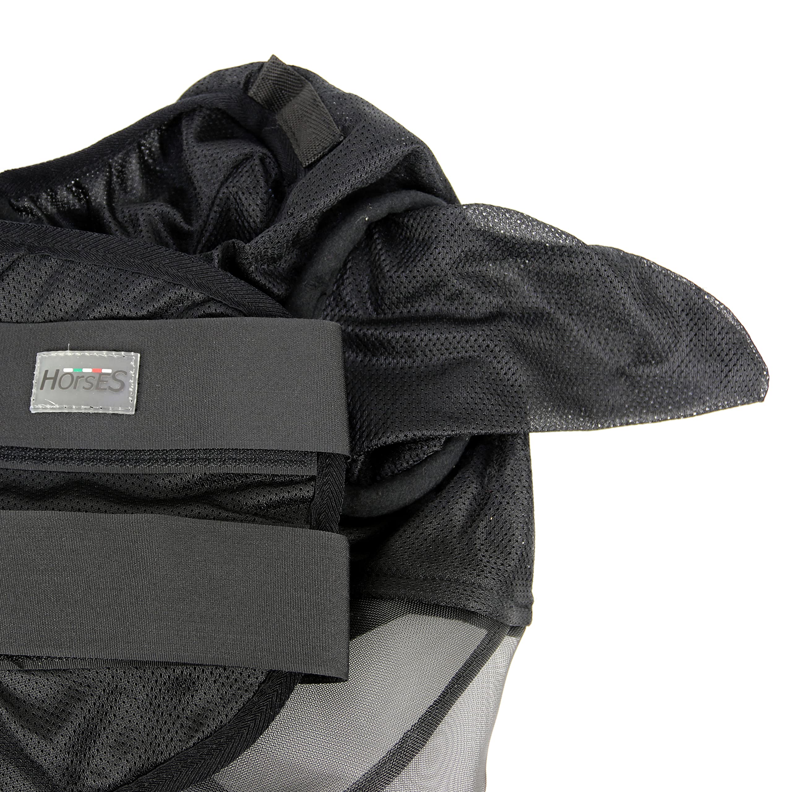 Maschera Anti Mosche Per Cavallo Horses Soft PRO - Nylon E Cotone, Paraorecchie, Taglia L Nero - Foto 3