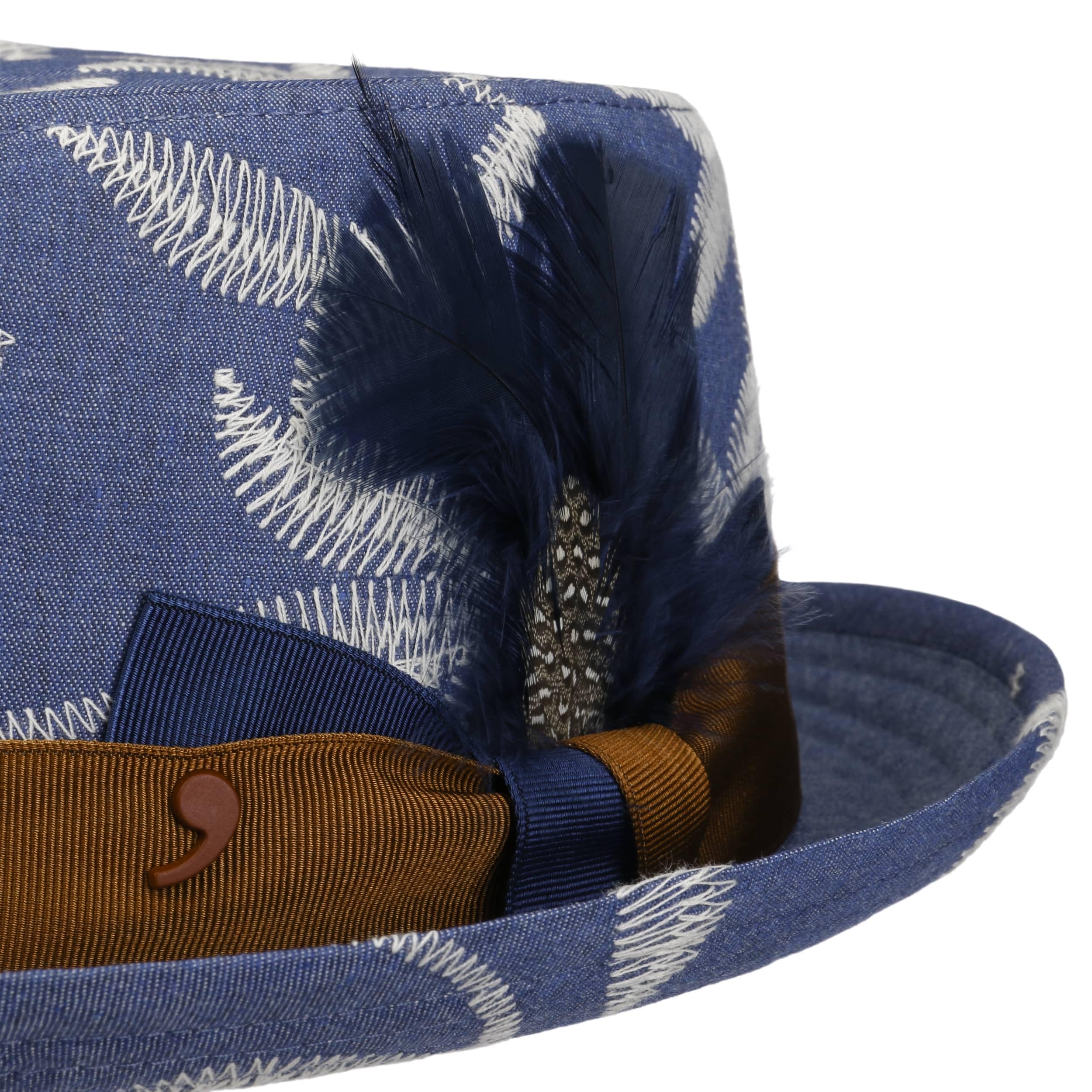 Leaves Pork Pie Stoffhut Sommerhut Sonnenhut Pork-Pie-Hut Porkpie Herren - Made in Italy mit Futter, Ripsband Frühling-Sommer Sommer