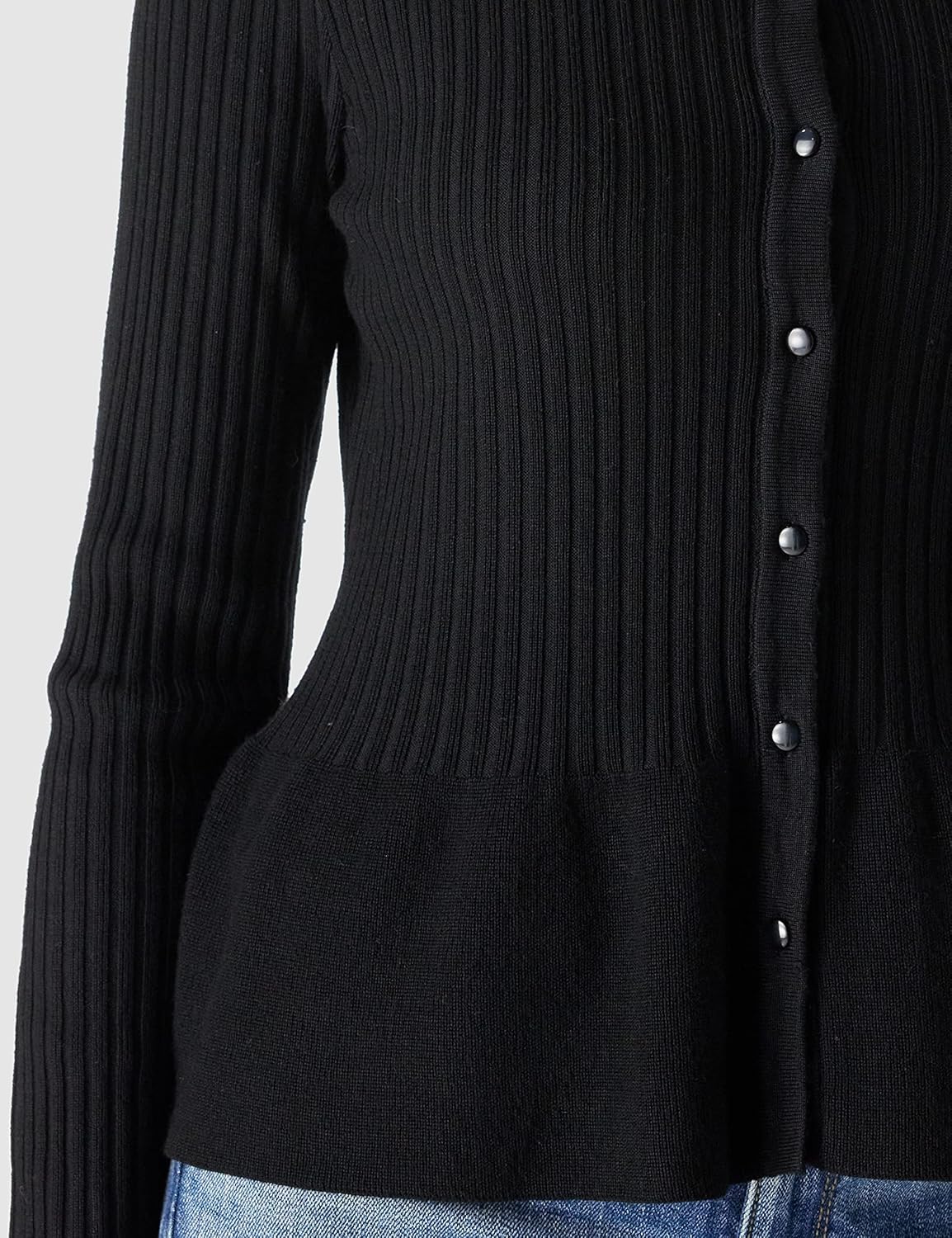 Beautiful Nomad Women's Long Sleeve Cardigan Peplum Sweater Crew Neck Button Tops Knit Ribbed Elegant Outwear Coat - Image 4