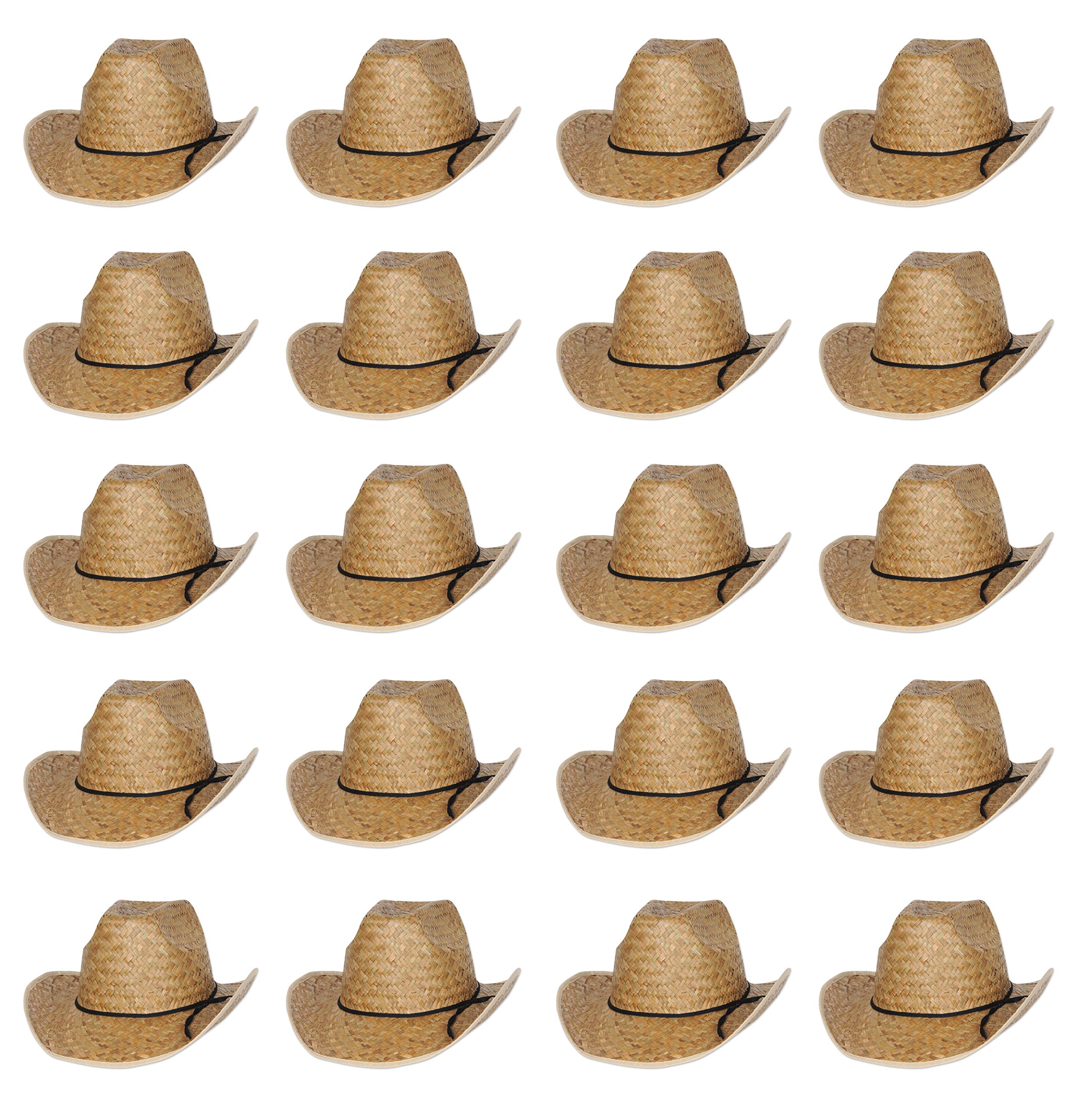 BeistleBristle S50162AZ20 Hi-Crown Western Hats 20 Piece, Tan/Black