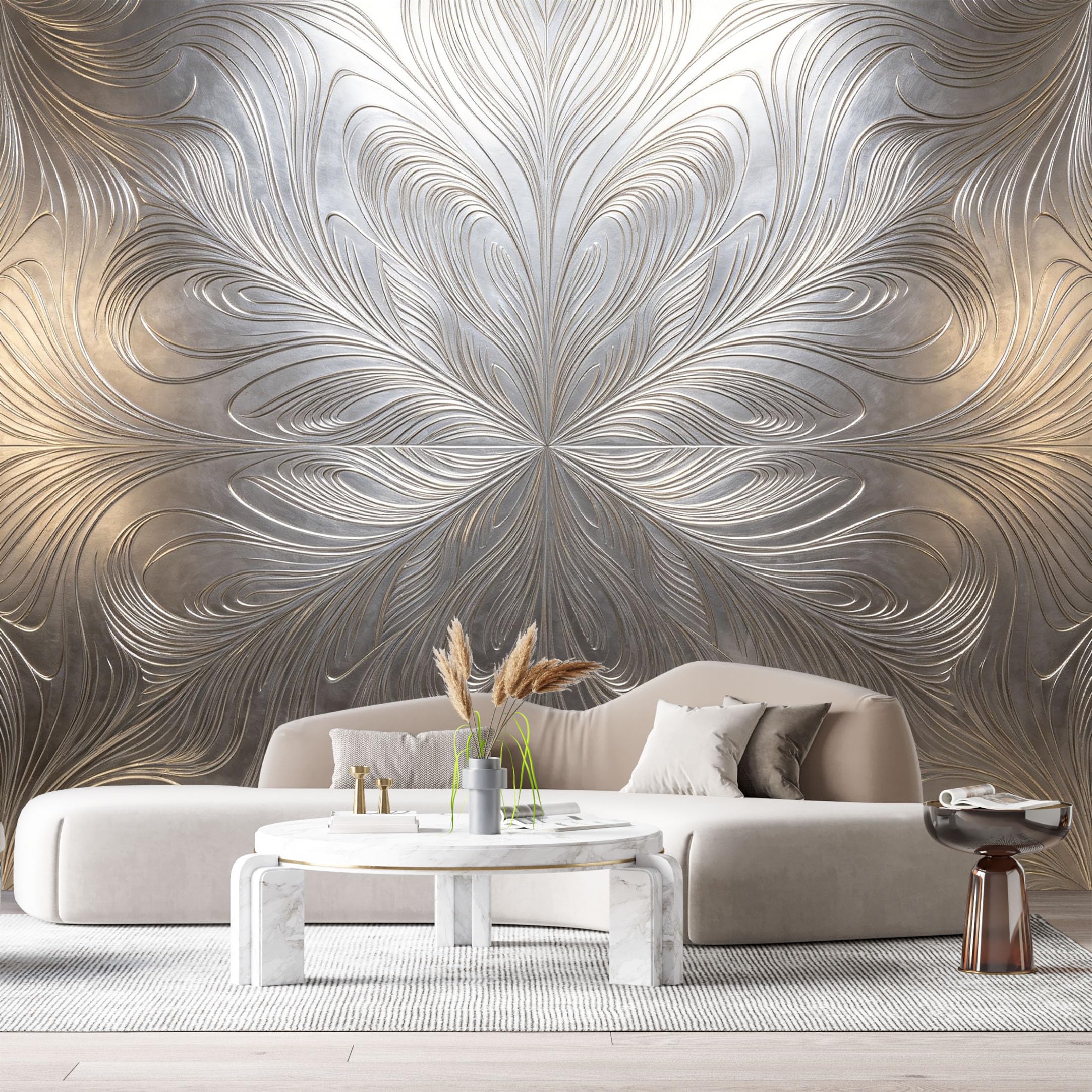 Custom Size Wall Murals Metallic Abstract Textured Swirl Pattern Modern Geometric SelfAdhesive Wall Fabric Removable Large Wallpaper for Photo Living Room