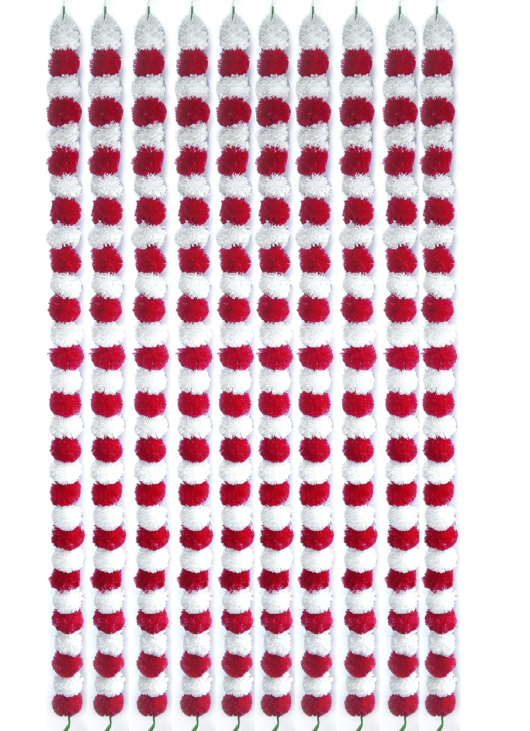 Caneuf Artificial Marigold Fluffy Flowers Garlands for Diwali Decoration | Beautiful Reusable Decorative Genda Phool Strings for Home Decor, Festival (Pack of 10, Red & White) (B0BM9J4KGB) Amazon Price History, Amazon Price Tracker