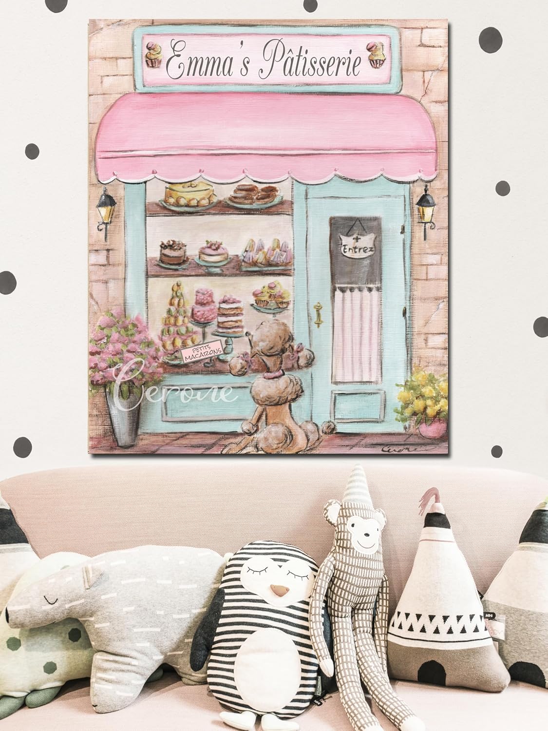 Personalized Paris Patisserie Canvas, Ready to Hang, 10x12 to 24x36, Pink or Blush Laduree Watercolor, Girls Room French Bakery Decor, Custom Parisian Wall Art, Travel Theme Nursery