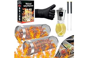 Rolling Grilling Basket, BBQ Net Tube for Veggies