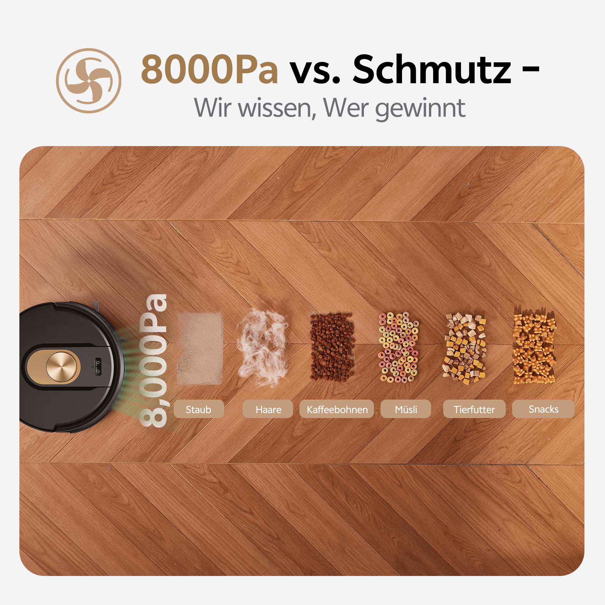 Vexilar W9 Saugroboter mit Wischfunktion, 8000Pa Staubsauger Roboter, LiDAR Navigation, 50 dB Leiser Roboterstaubsauger, 150 Min Laufzeit, 15 No-Go Zonen, 5 Karten, Sprach-, App- und Fernbedienung