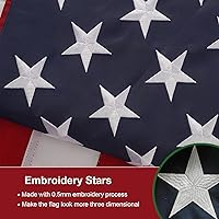 Vista 3 de SYII Bandera estadounidense de 15x25 pies resistente para exteriores, bandera de lujo con estrellas bordadas y cabo con doble puntada, rayas