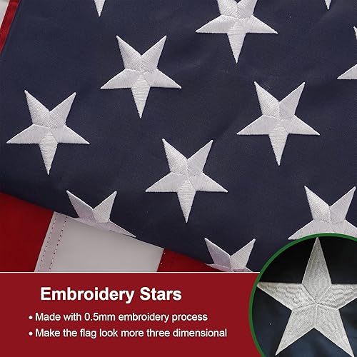 Miniatura 10 de Bandera estadounidense de 5 x 8 pies para exteriores, fabricada en Estados Unidos, banderas estadounidenses de poliéster resistente con estrellas