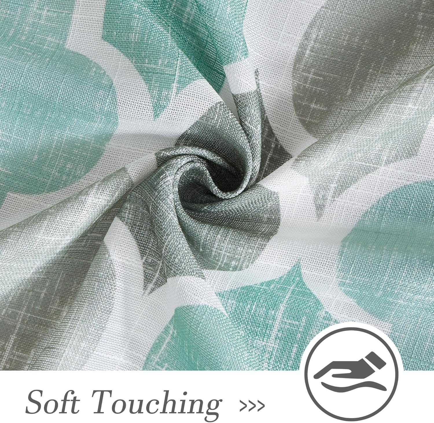 Beauoop Linen Semi Sheer Curtains 96 Inches Long 2 Panels for Bedroom Living Room Aqua Grey Moroccan Geo Farmhouse Light Filtering Privacy Textured Grommet Top Window Treatments Drapes, 50x96 2 Set