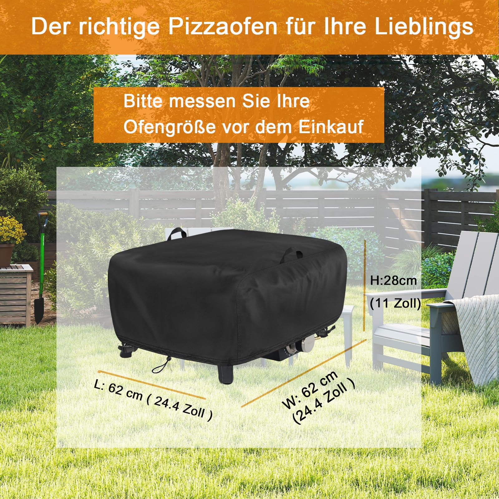 Forno per pizza copertura per Cozze 90347 XXL 17" Forno per pizza a gas -62x62x28cm 420D Oxford lenzuola copertura impermeabile Cozze Forno per pizza Accessori Cozze 17