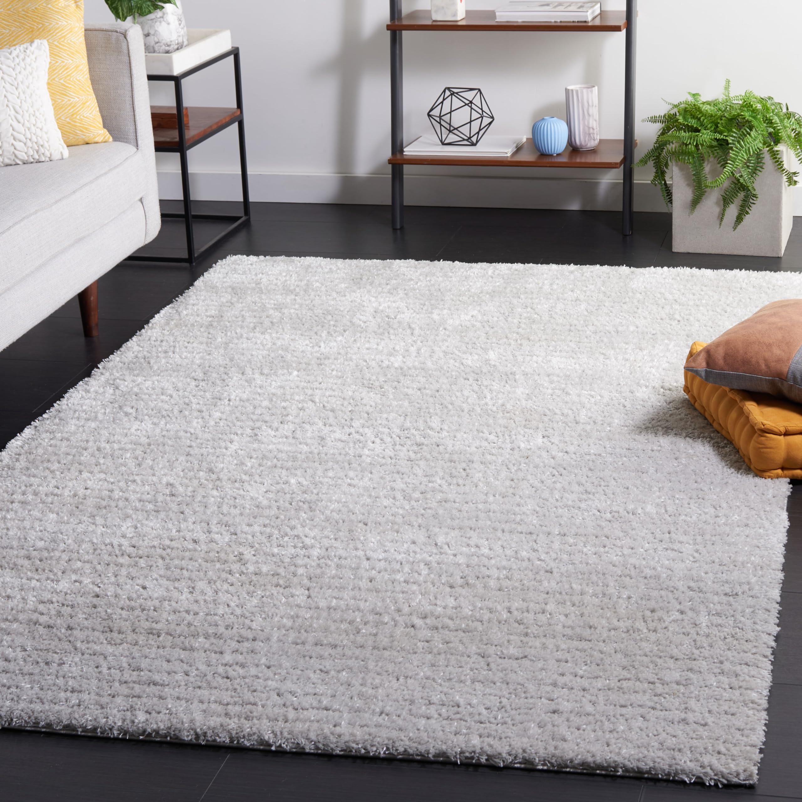 Safavieh Shaggy Rug for Living Room Dining Room Bedroom Tahoe Shag Collection High Pile Grey 3ft x 5ft
