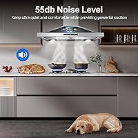 Vista 3 de Campana extractora Tieasy de 30 pulgadas, campana de ventilación de cocina de montaje en pared de 450 CFM en acero inoxidable, campana