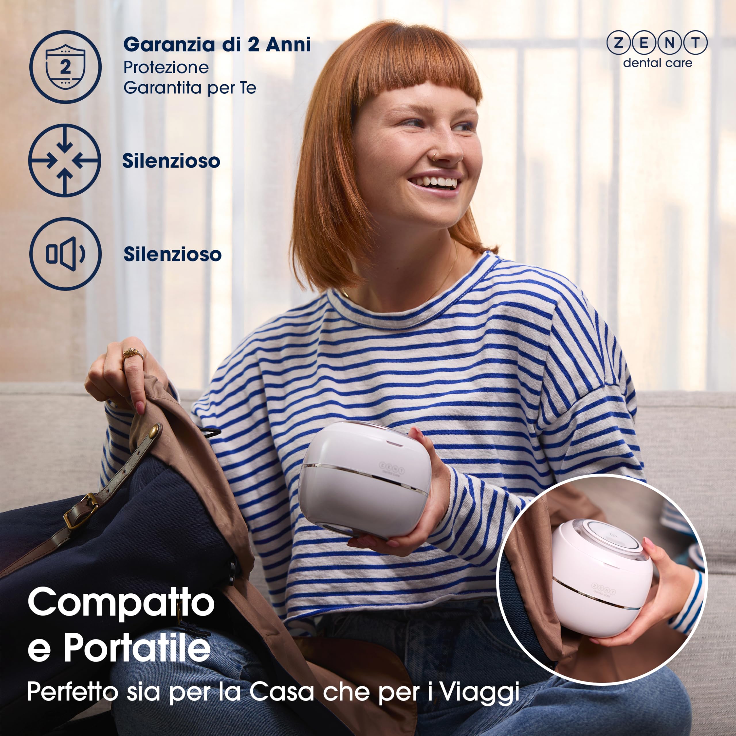 ZENT Ultrasonic Cleaner 42 kHz – Pulitore ultrasuoni compatto, Vasca ultrasuoni, Disinfezione con lampada UV, Pulizia apparecchio ortodontico gioielli, Pulizia rapida – solo 5 minuti, 0.2l